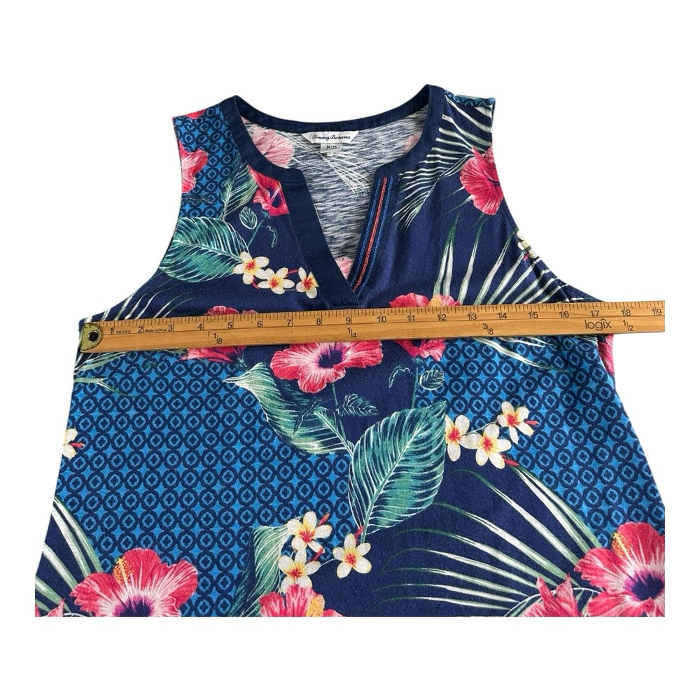 TOMMY BAHAMA Medium Tuscan Trellis Shift Casual Tank Dress Hibiscus Blue Pink - Picture 8 of 13